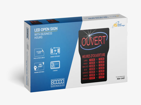 Colour box Package Design (LED Open Sign with Business Hours-FR)