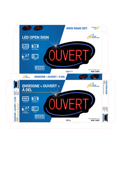 Colour box Package Design (LED Open Sign-French)