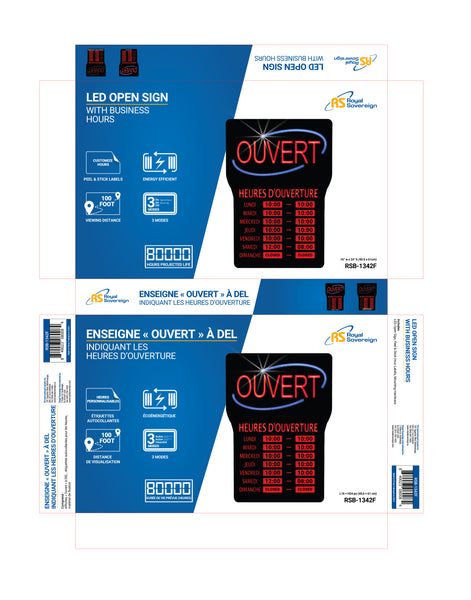 Colour box Package Design (LED Open Sign with Business Hours-FR)